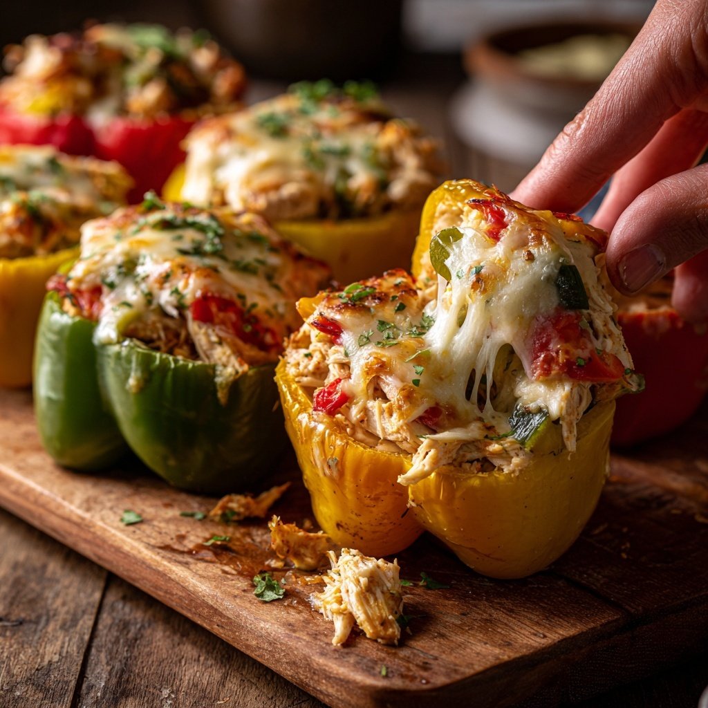 Shredded Chicken Stuffed Bell Peppers