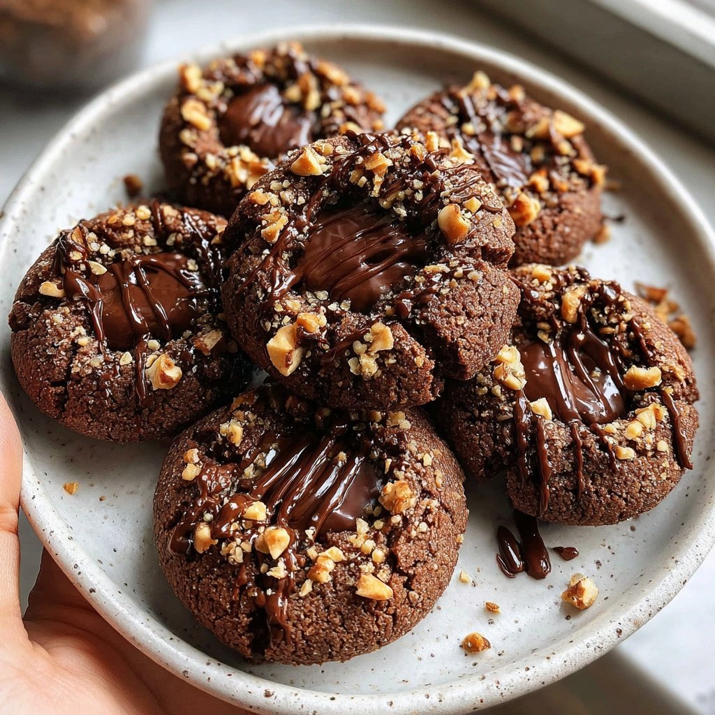Chocolate Hazelnut Thumbprint Cookies