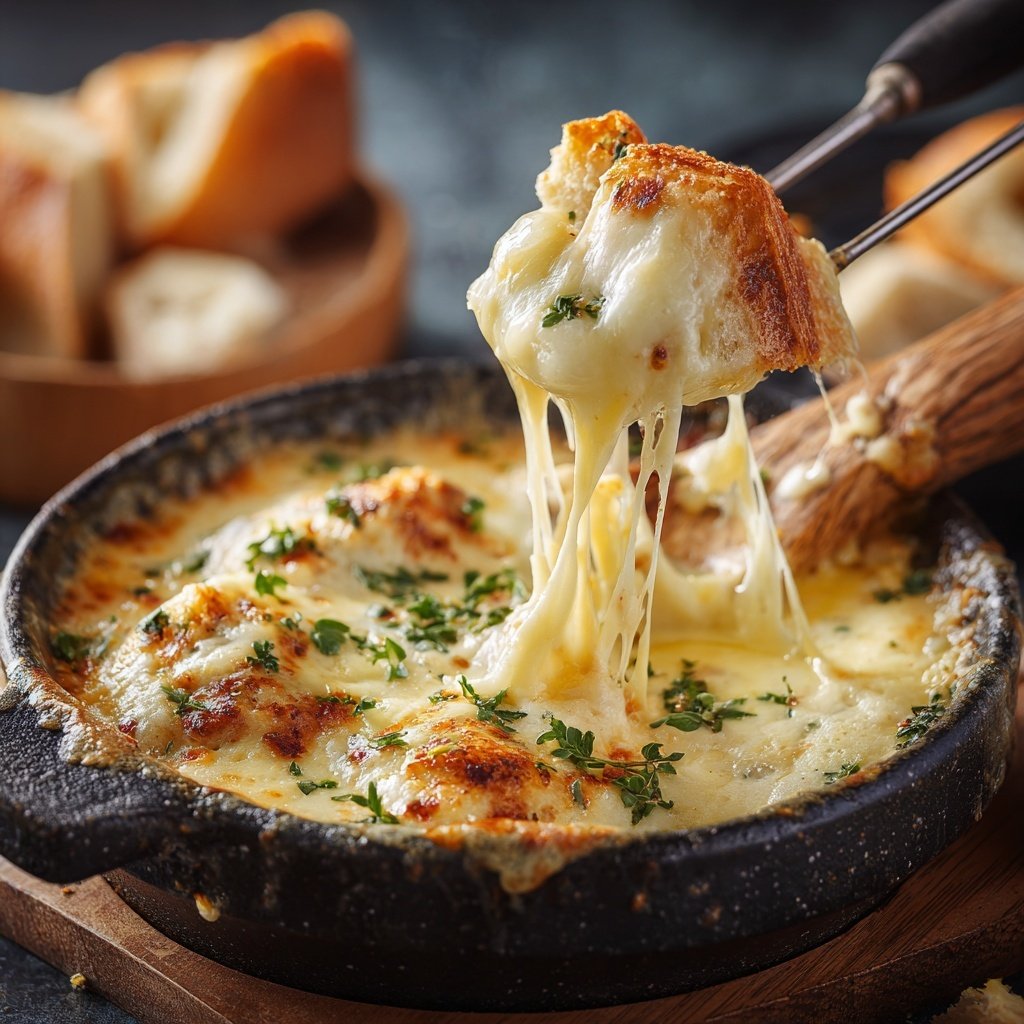 Fondue with Raclette and Fresh Herbs