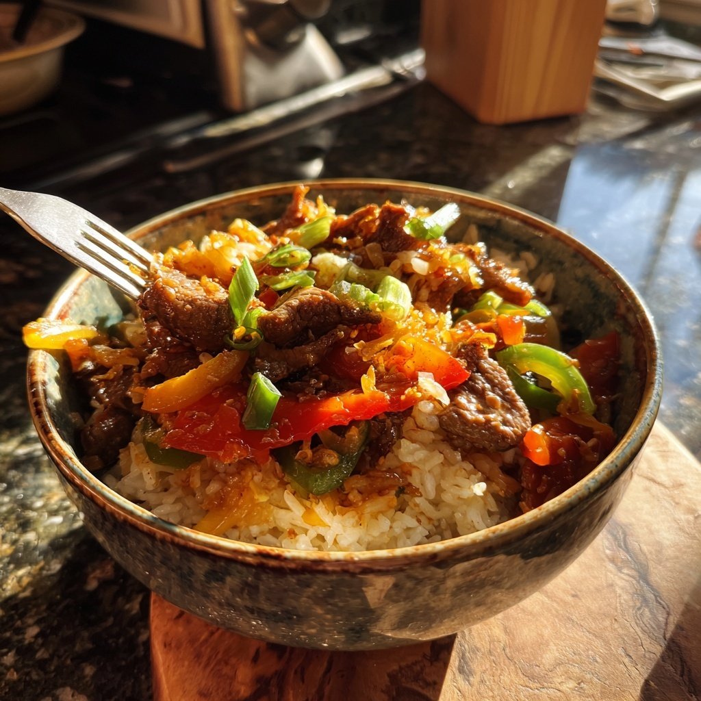 Beef And Veggie Rice Bowl