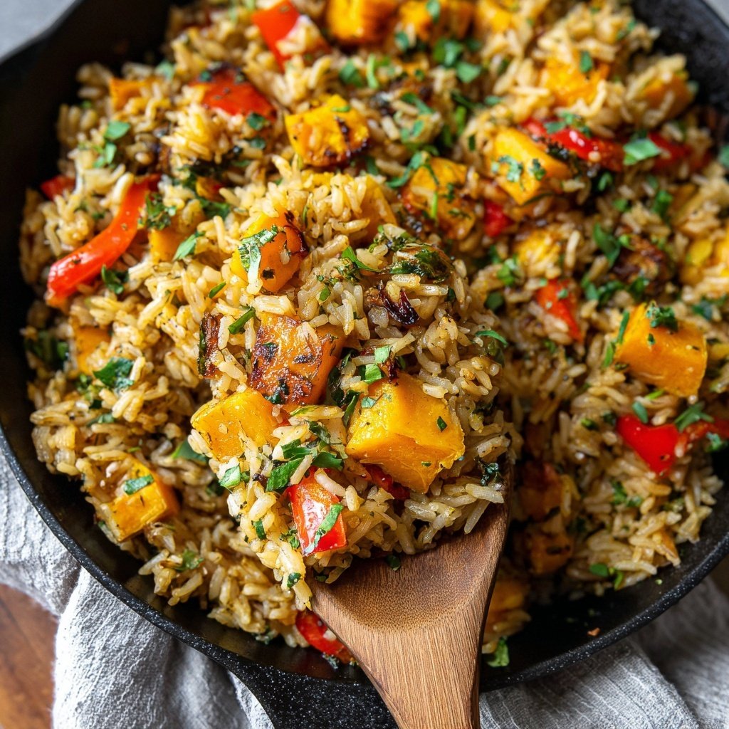 Roasted Sweet Potato Veggie Rice