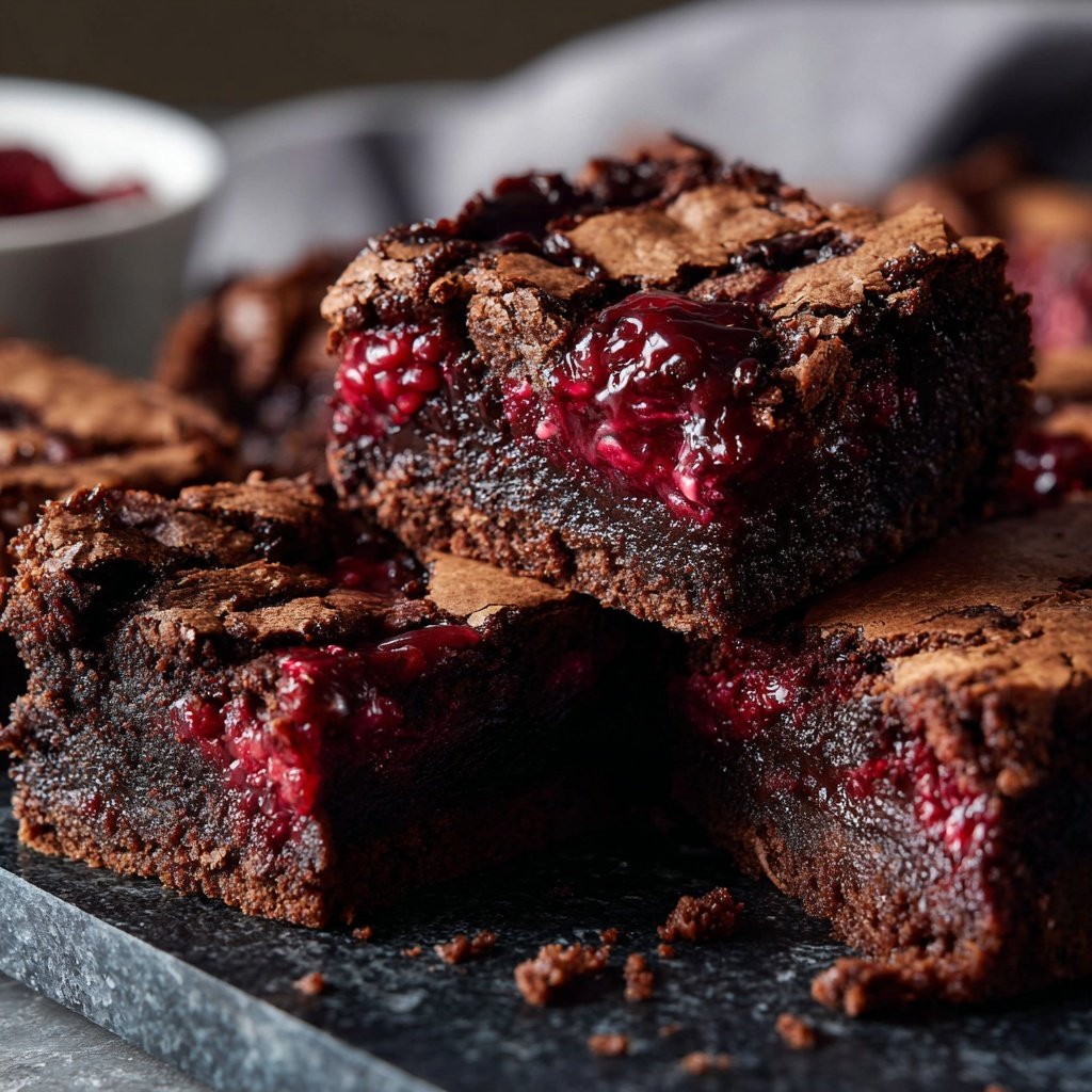 Cottage Cheese Brownies with Blackberry Swirl