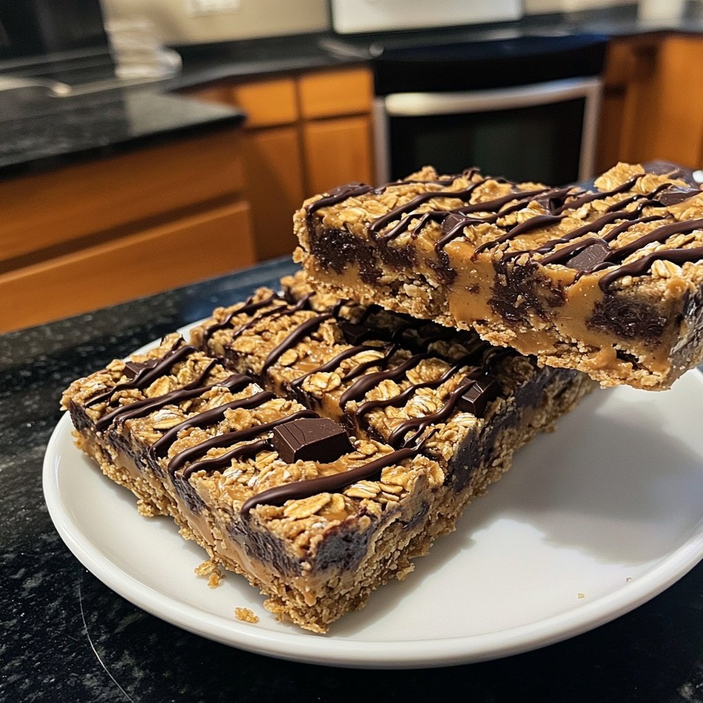 Chocolate Peanut Butter Oat Bars